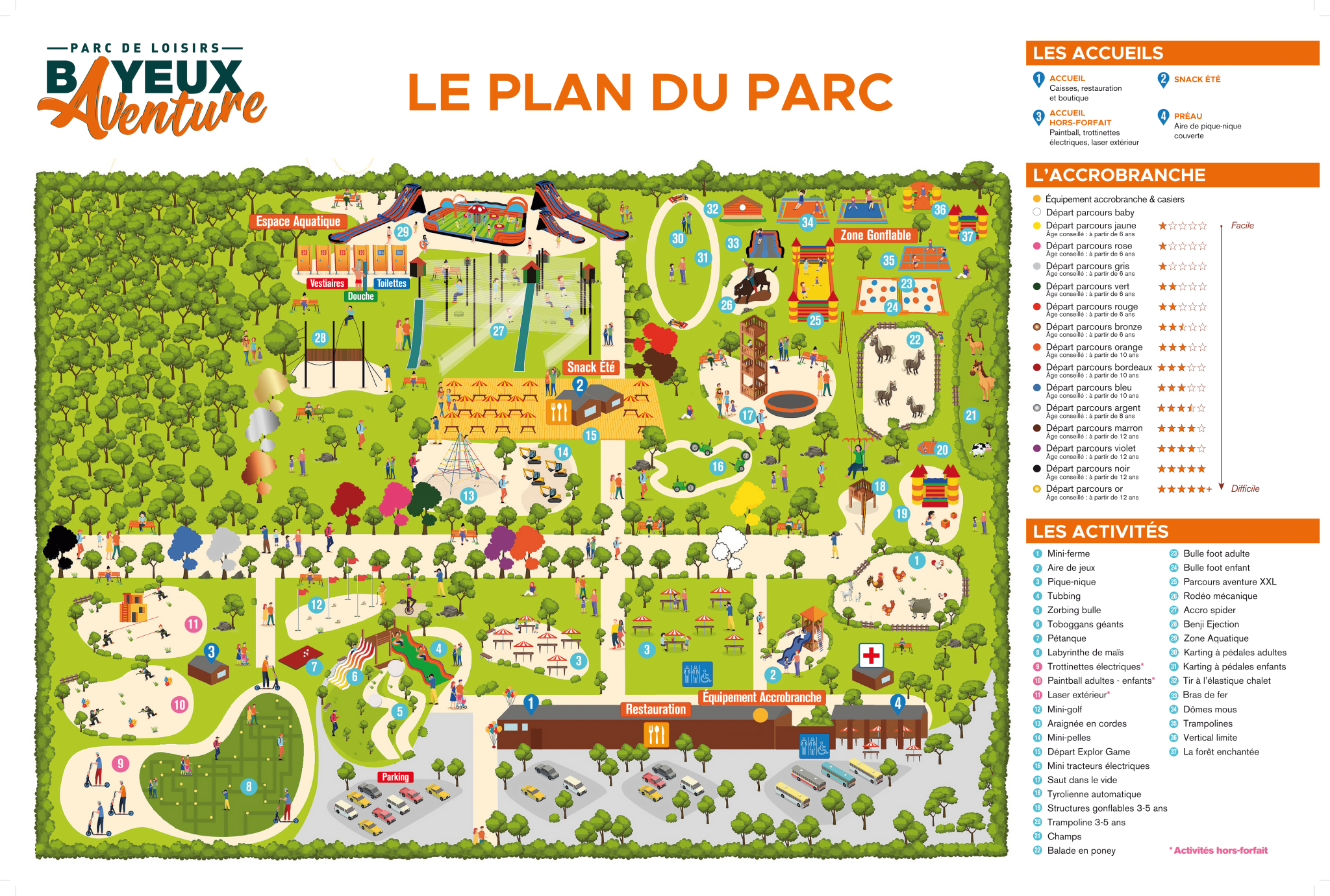 Plan du parc Bayeux aventure 2023